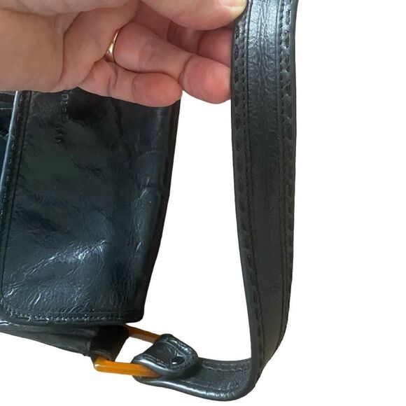 Cole Haan Black Leather Shoulder Hobo Bag Small/Medium Trendy Classic Designer - Picture 7 of 13